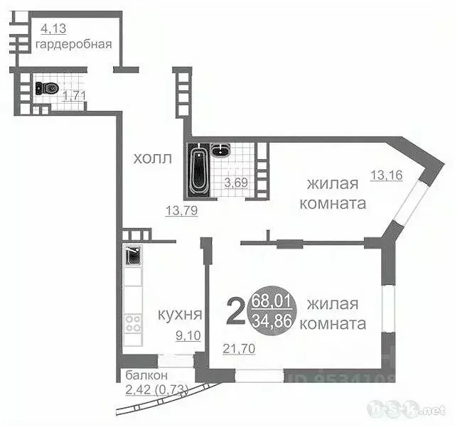 2-к кв. Новосибирская область, Новосибирск Закаменский мкр, 11 (67.5 ... - Фото 1