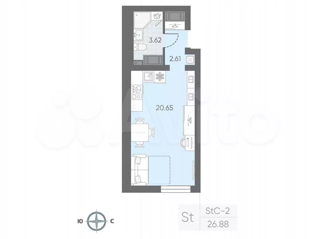 Квартира-студия, 25,9 м, 18/22 эт. - Фото 0