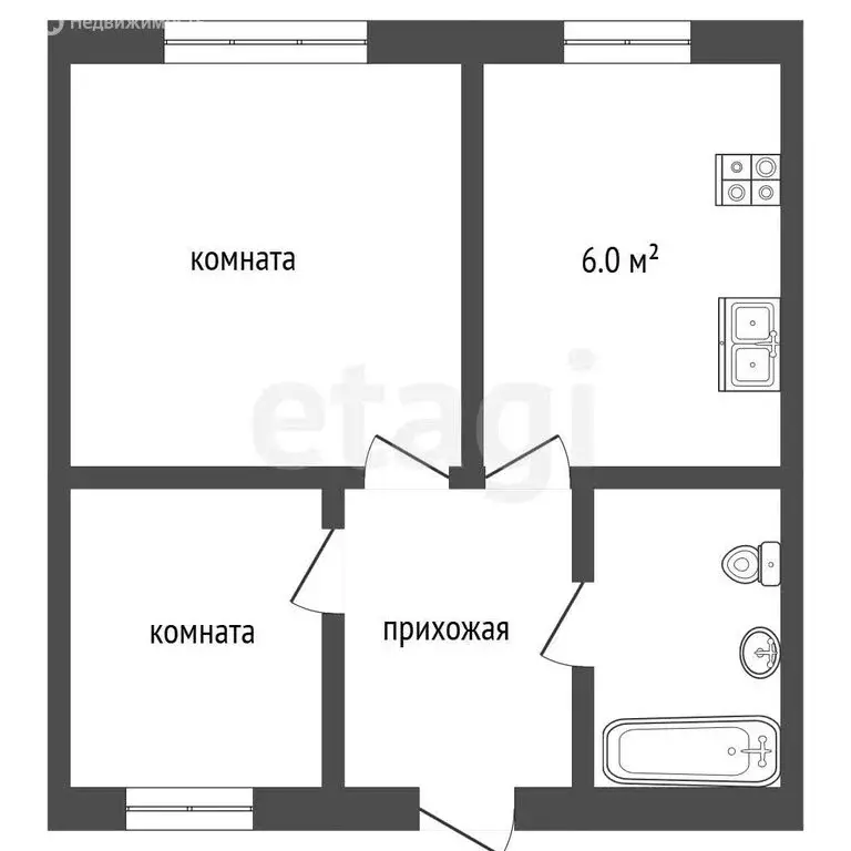 2-комнатная квартира: Пермь, улица Репина, 66 (38 м) - Фото 1