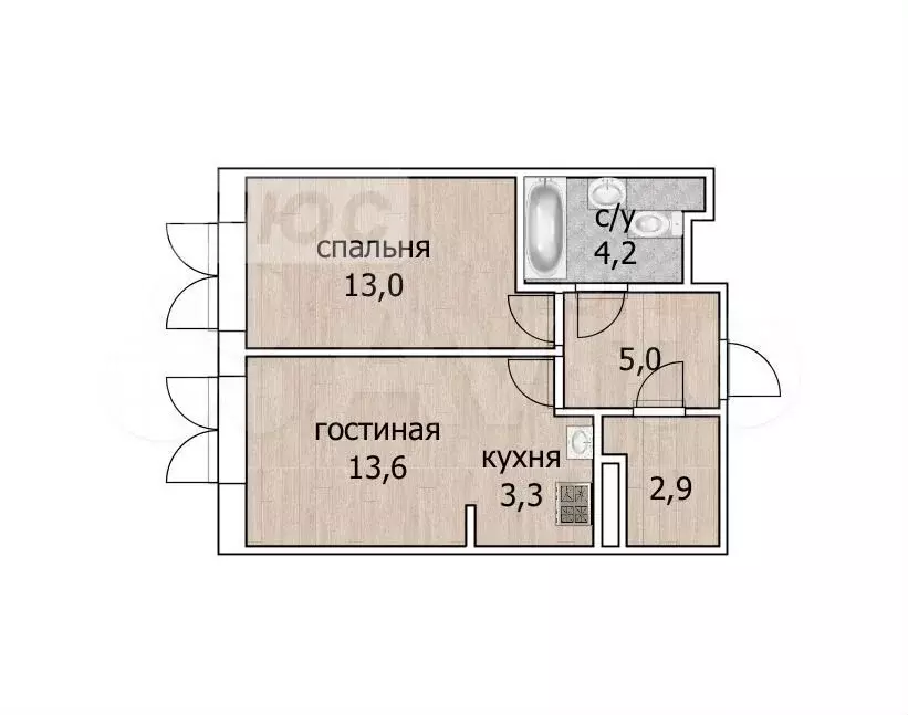 2-к. квартира, 42,7 м, 18/26 эт. - Фото 0