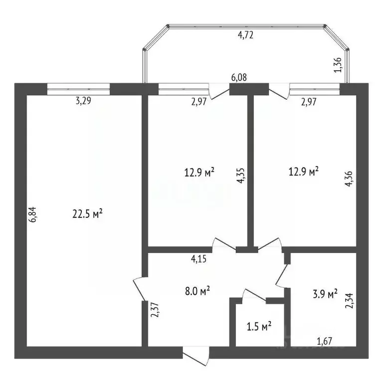 2-к кв. Амурская область, Благовещенск Пионерская ул., 2 (64.1 м) - Фото 1