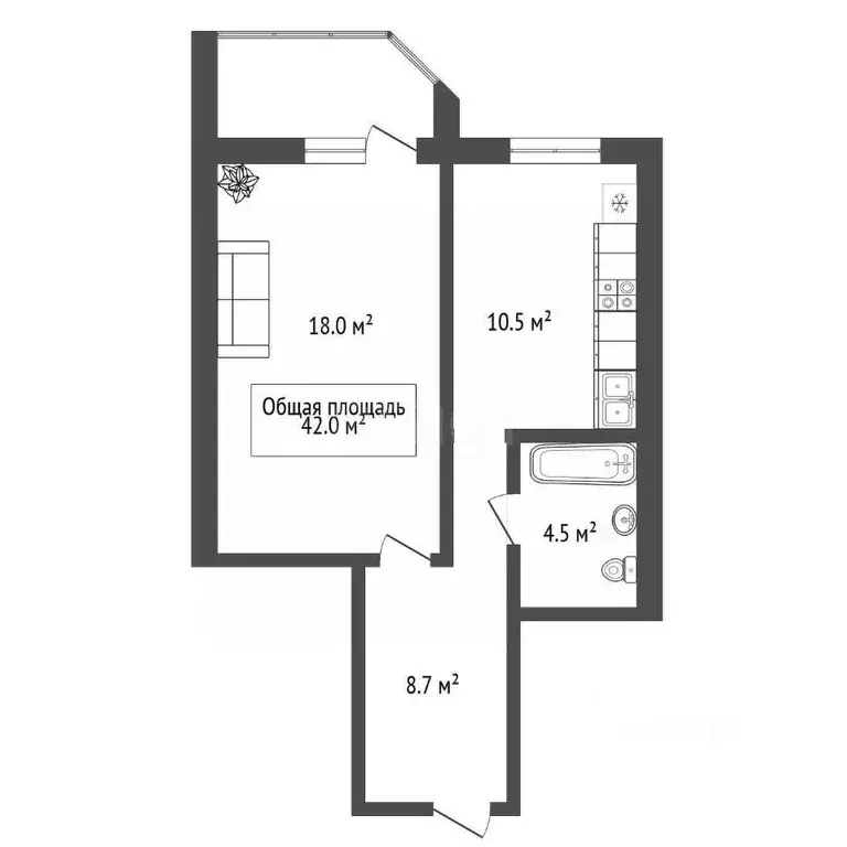 1-к кв. Новосибирская область, Новосибирск Стартовая ул., 3 (42.0 м) - Фото 1