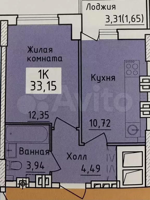 1-к. квартира, 33 м, 2/20 эт. - Фото 0