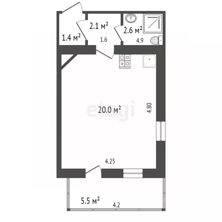 1-к кв. Крым, Ялта ул. Руданского, 19 (30.5 м) - Фото 1