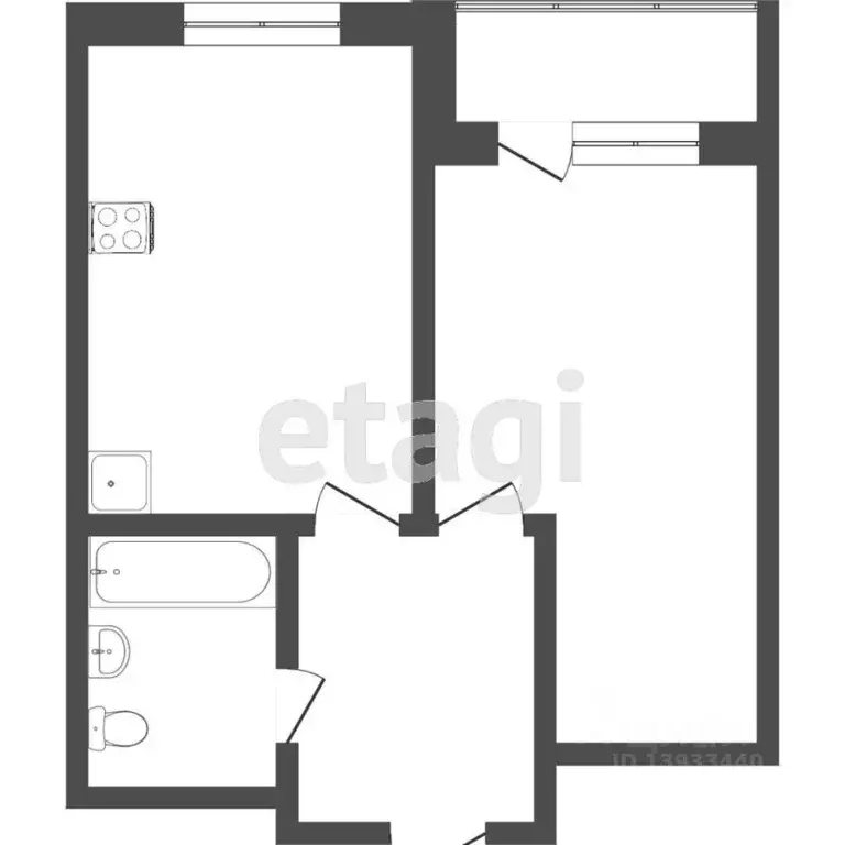 1-к кв. Тюменская область, Тюмень Полевая ул., 117к5 (35.8 м) - Фото 2