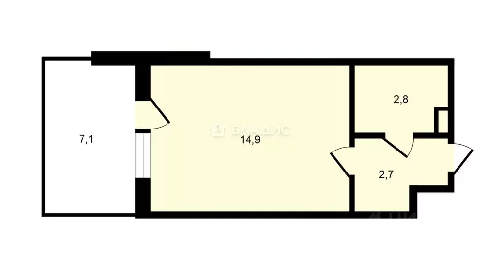 Студия Санкт-Петербург ул. Орбитальная, 9к1 (20.4 м) - Фото 1