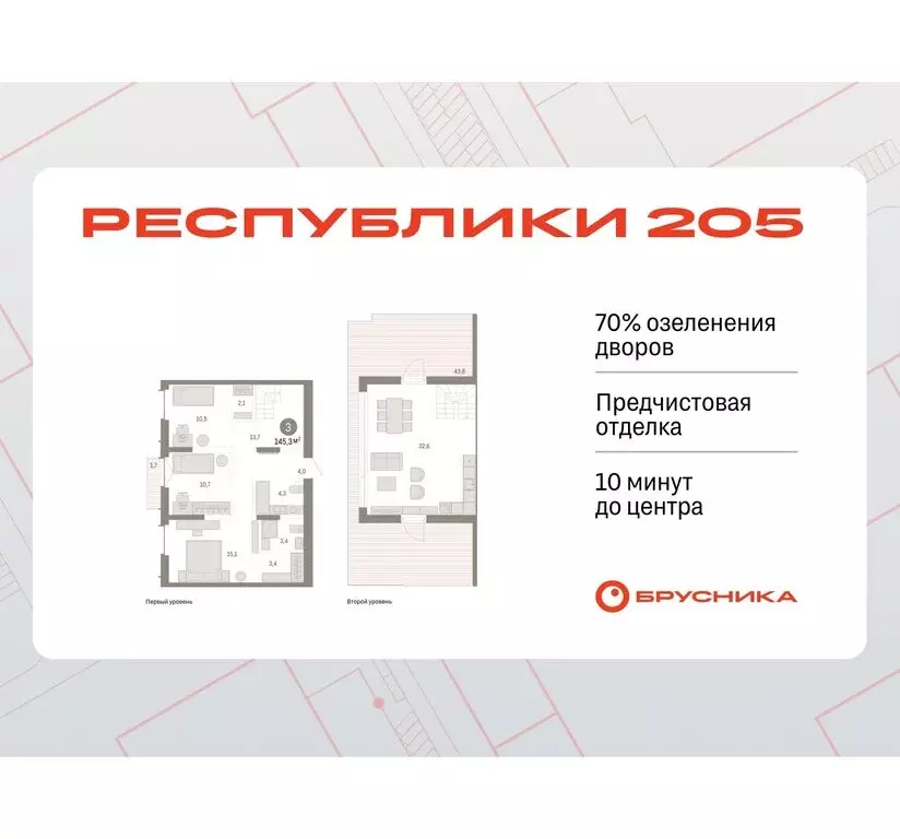 3-комнатная квартира: Тюмень, жилой комплекс Республики 205 (145.33 м) - Фото 0