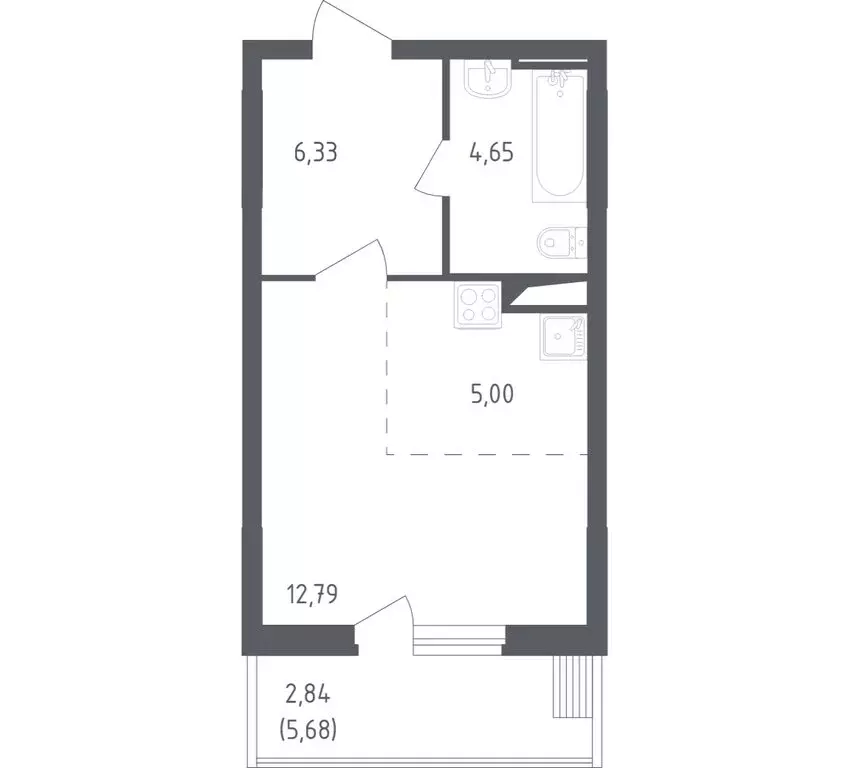 Квартира-студия: посёлок городского типа Жилино-1, 2-й квартал, 1к1 ... - Фото 1