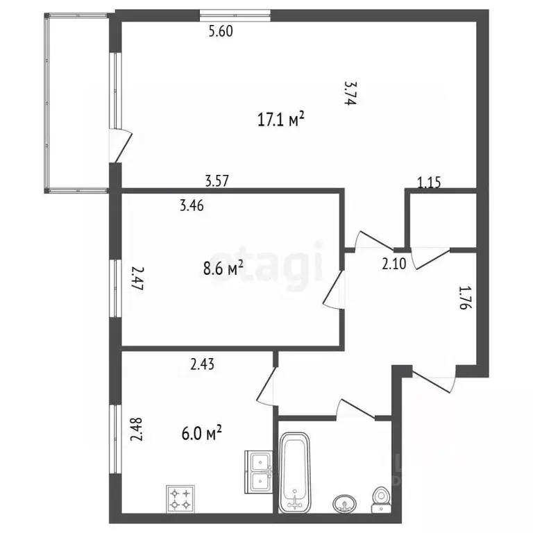 2-к кв. Санкт-Петербург ул. Маршала Тухачевского, 11 (41.9 м) - Фото 2