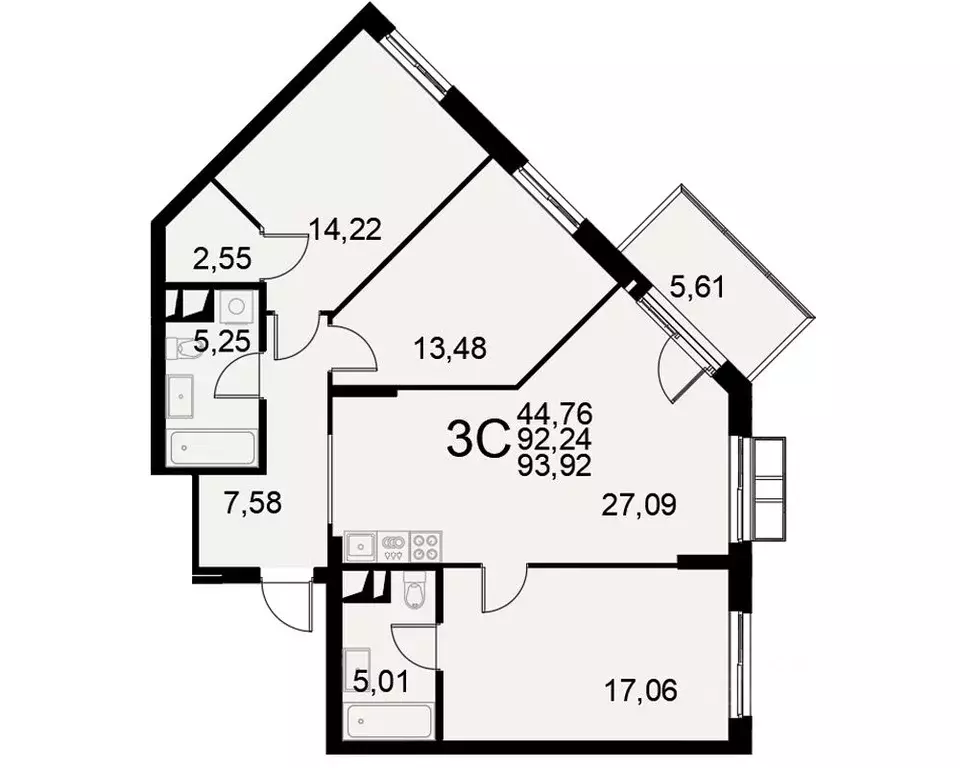 3-к кв. Тульская область, Тула Пушкинская ул., 2Г (92.24 м) - Фото 0