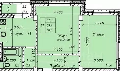 2-к кв. Новосибирская область, Новосибирск Затулинский жилмассив, ул. ... - Фото 0