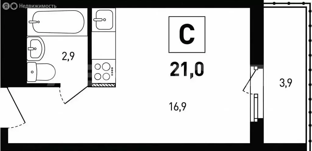 Квартира-студия: Ростов-на-Дону, проспект Маршала Жукова, 13/1 (19.83 ... - Фото 1
