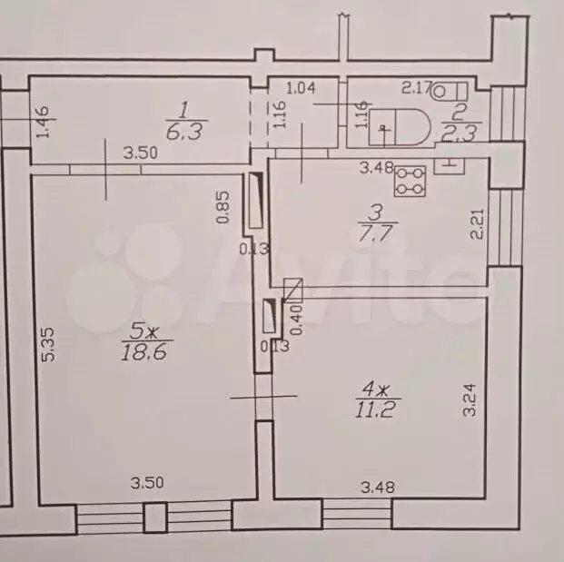 2-к. квартира, 46,1 м, 2/2 эт. - Фото 0