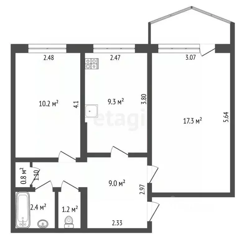 2-к кв. Саха (Якутия), Якутск ул. Можайского, 17/6 (50.0 м) - Фото 1