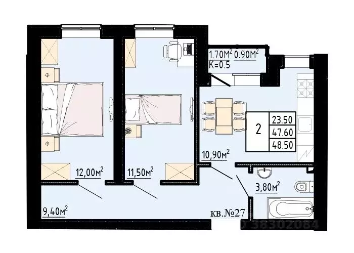 2-к кв. Ленинградская область, Коммунар г. Гатчинский муниципальный ... - Фото 1