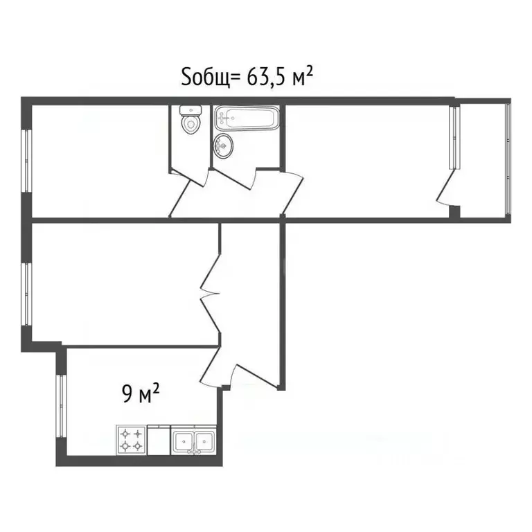 3-к кв. Брянская область, Брянск ул. Романа Брянского, 15/1 (63.5 м) - Фото 2