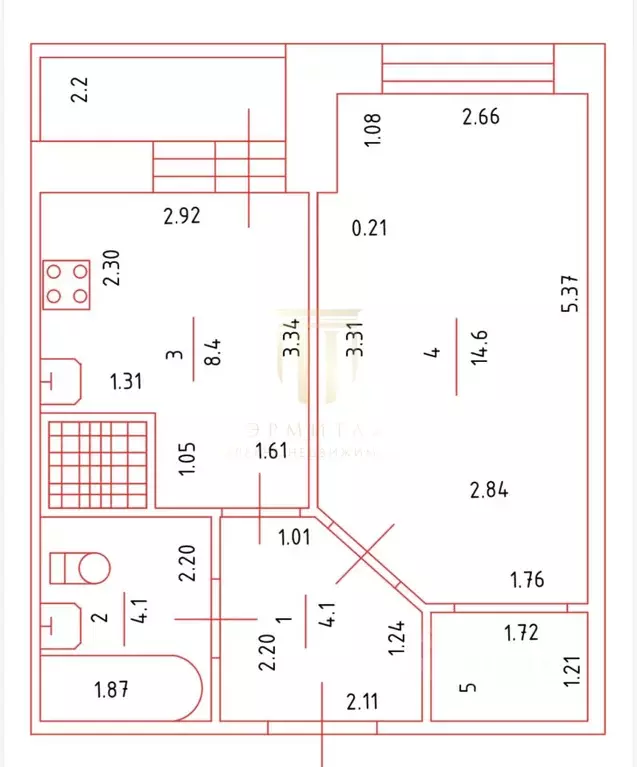 1-к кв. Санкт-Петербург ул. Русановская, 18к6 (33.4 м) - Фото 2