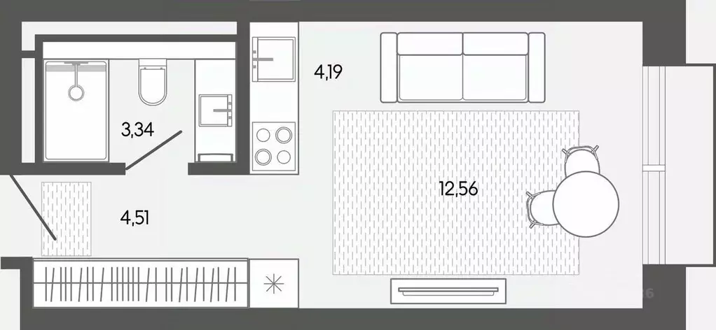 Студия Алтай, Майминский район, пос. Карлушка Нагорная ул. (24.6 м) - Фото 1