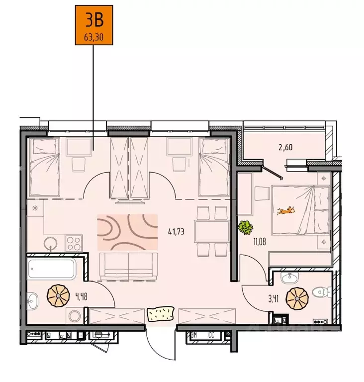 3-к кв. Иркутская область, Иркутск Правобережный округ, Лотос жилой ... - Фото 1