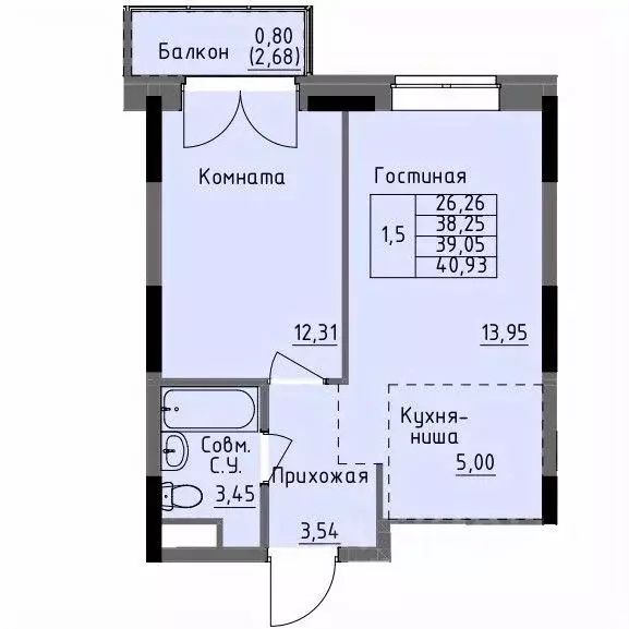 1-к кв. Удмуртия, Ижевск Строитель жилрайон, 4-й мкр,  (39.05 м) - Фото 0