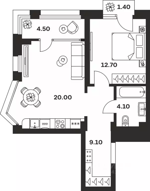 1-к кв. Тульская область, Тула ул. Михеева, 9А (51.8 м) - Фото 1