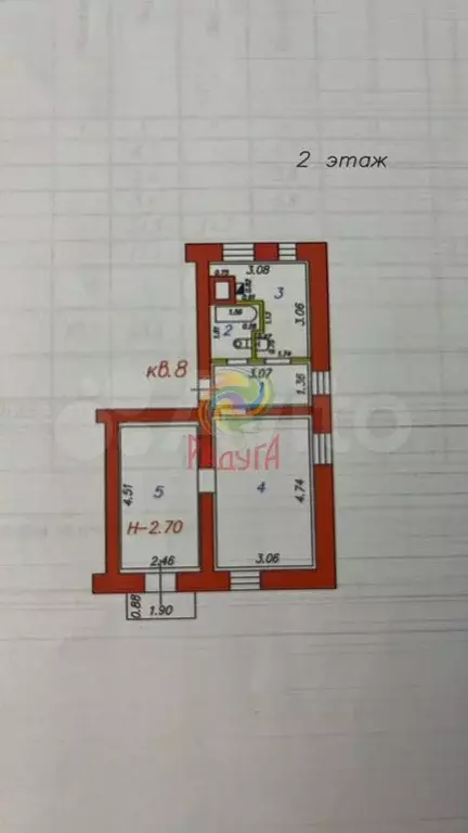 2-к. квартира, 41 м, 2/2 эт. - Фото 0