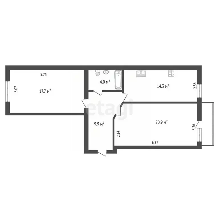 2-к кв. Вологодская область, Вологда Старое ш., 2 (66.8 м) - Фото 1