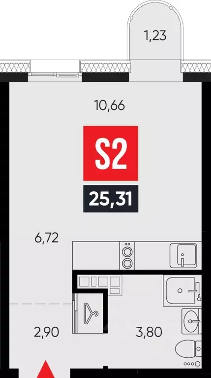 1-к кв. Иркутская область, Иркутск ул. Ширямова, 26 (25.31 м) - Фото 1