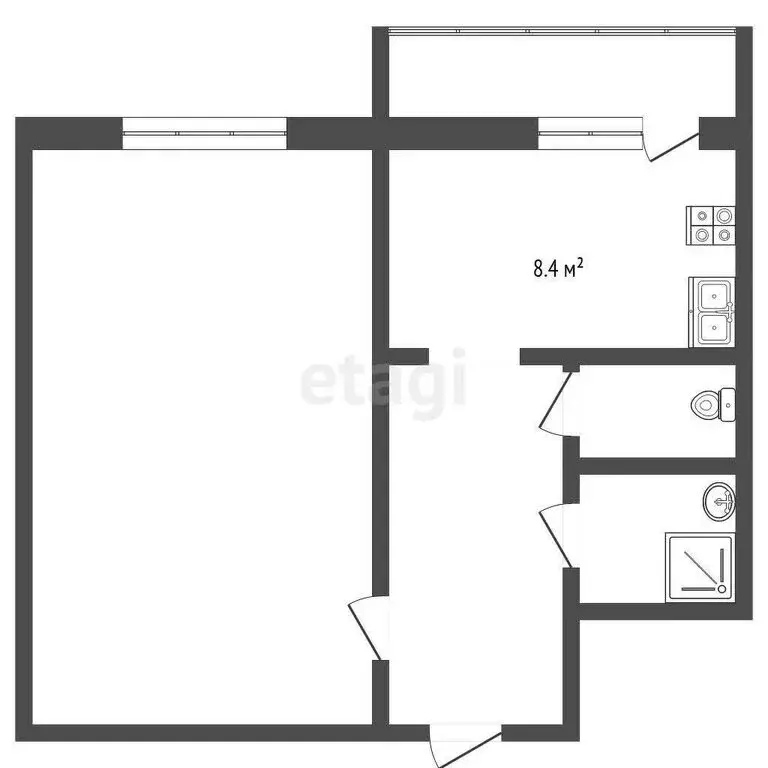 1-комнатная квартира: Черноморское, улица Димитрова, 18 (34.6 м) - Фото 1