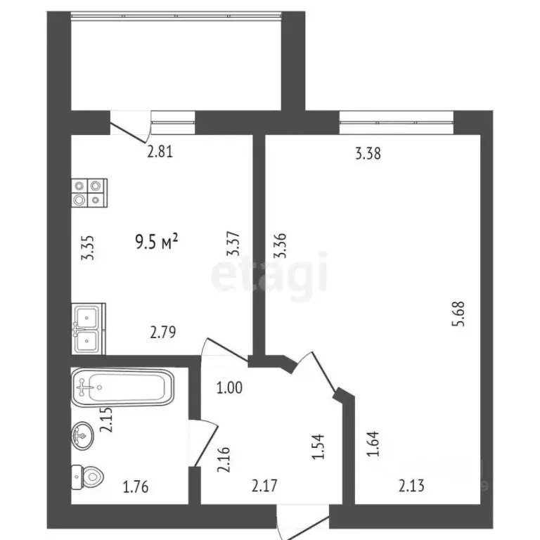 1-к кв. Мордовия, Саранск просп. 70 лет Октября, 70 (33.7 м) - Фото 2