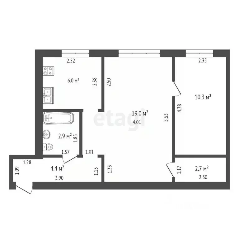 2-к кв. Калининградская область, Калининград ул. Генерала Соммера, 58 ... - Фото 2