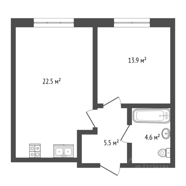 1-к кв. Тюменская область, Тюмень проезд Тихий, 6 (46.6 м) - Фото 1