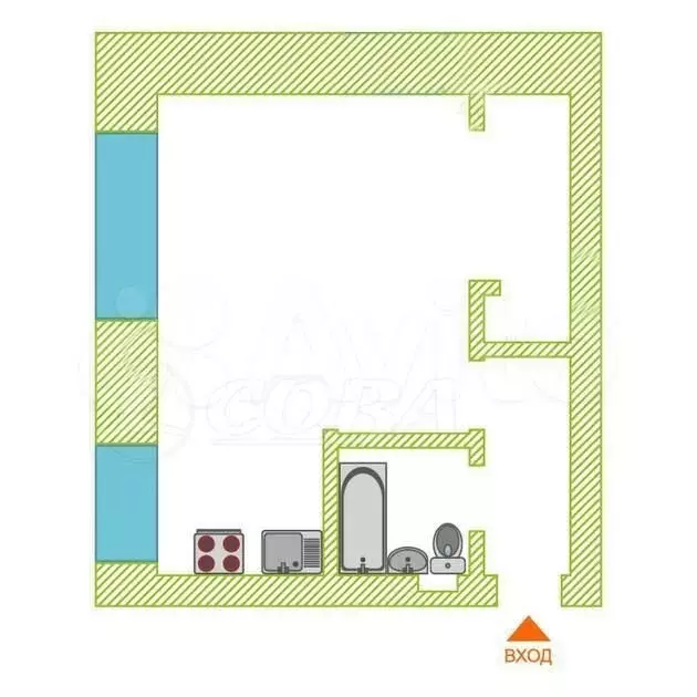 1-к. квартира, 30 м, 4/5 эт. - Фото 0