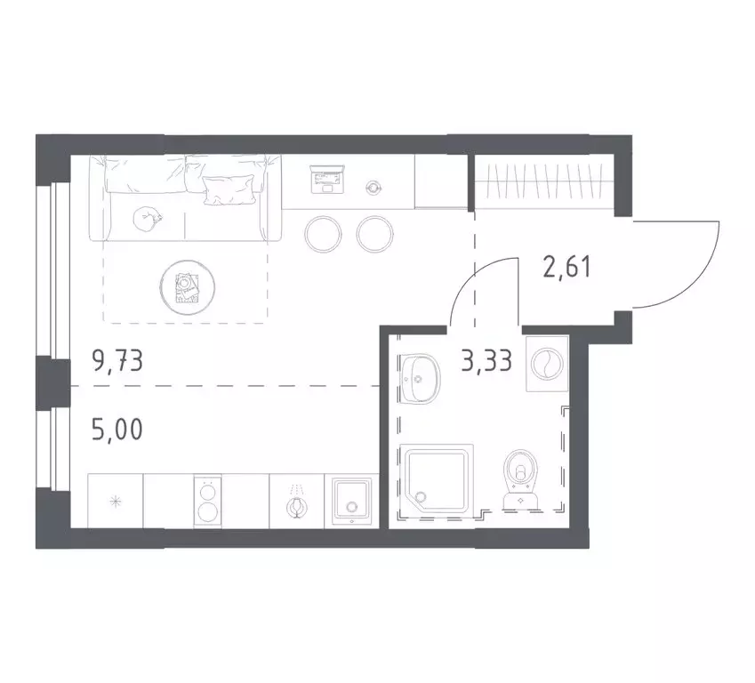 Квартира-студия: Уфа, жилой район Дёма, ЖК Новая Дёма, ЖК Урбан Мартен ... - Фото 1