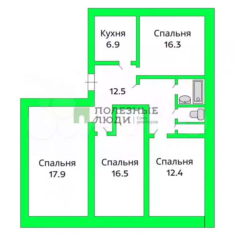 4-к. квартира, 87,2 м, 1/5 эт. - Фото 0