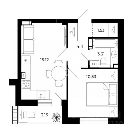 1-к кв. Липецкая область, Липецк Коммунистическая ул. (38.28 м) - Фото 2