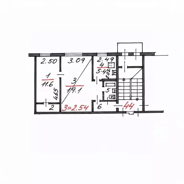 2-к кв. Псковская область, Псков Юбилейная ул., 57А (44.2 м) - Фото 2