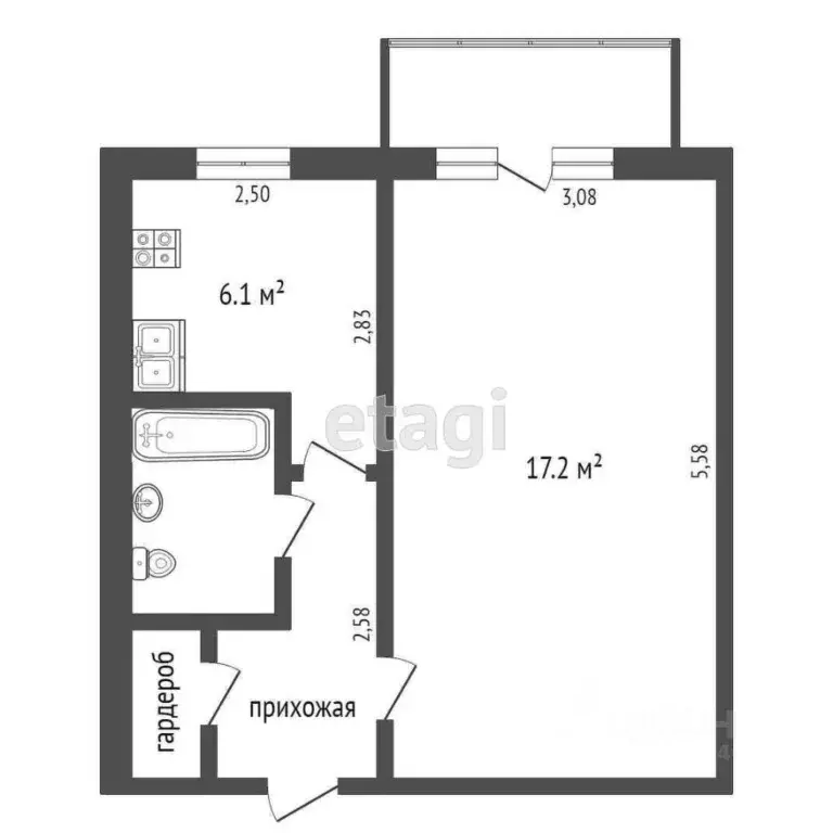 1-к кв. Тюменская область, Тюмень ул. Котельщиков, 17 (31.5 м) - Фото 2