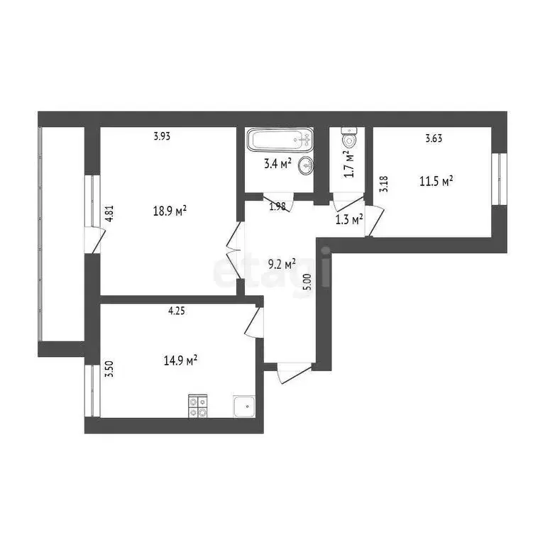 2-комнатная квартира: Тюмень, Широтная улица, 126к3 (65.9 м) - Фото 0