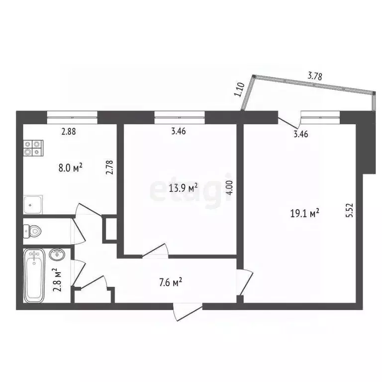 2-к кв. Омская область, Омск просп. Комарова, 23 (52.9 м) - Фото 0