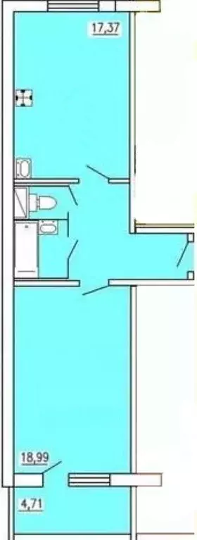 Квартира, 2 комнаты, 52.2 м - Фото 0