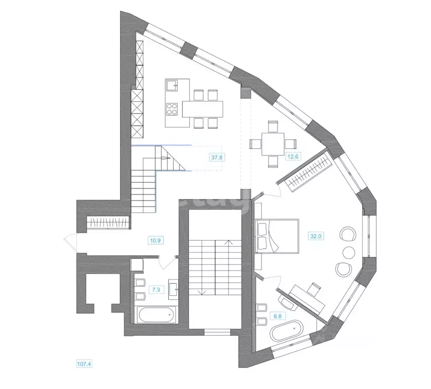 3-к кв. Алтайский край, Барнаул ул. Профинтерна, 7а (232.0 м) - Фото 2