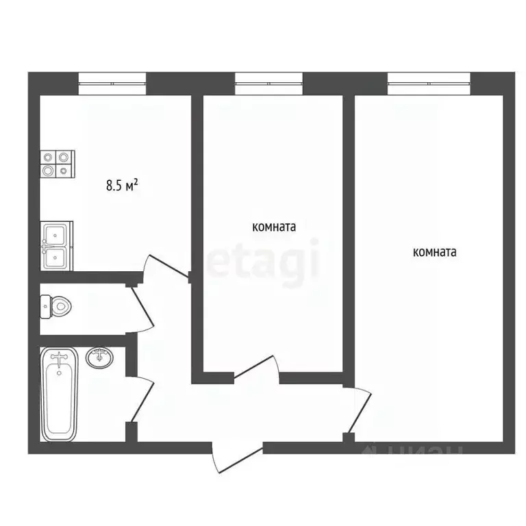 2-к кв. Ярославская область, Рыбинск ул. Максима Горького, 3 (49.9 м) - Фото 2