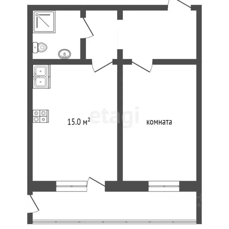 1-к кв. Крым, Симферополь ул. Трубаченко (35.0 м) - Фото 1