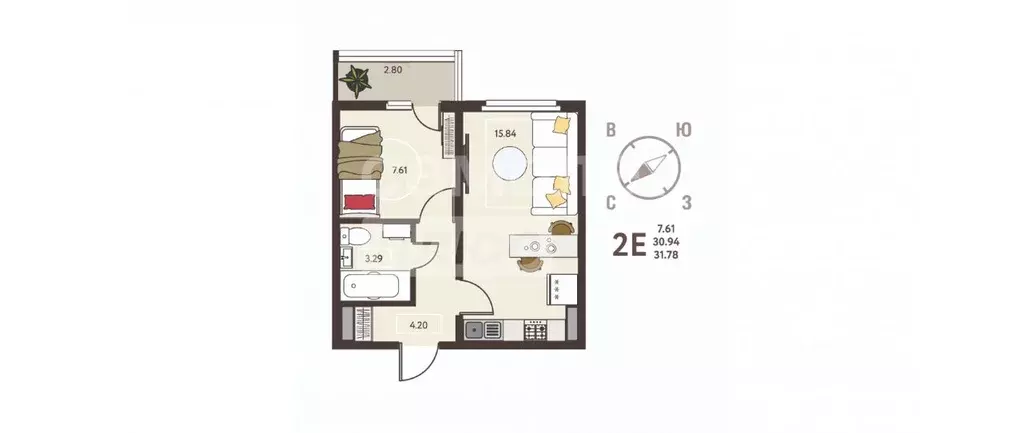 2-к кв. Липецкая область, Липецк ул. Механизаторов (31.78 м) - Фото 1