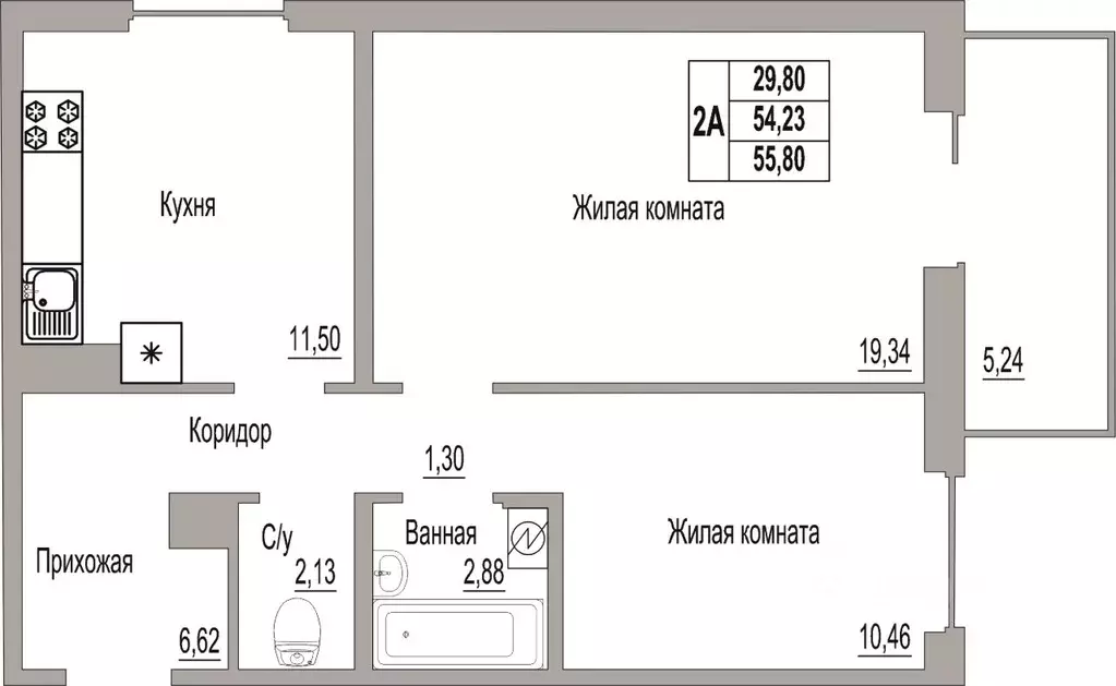 2-к кв. Псковская область, Псков Линейная ул., 85 (55.8 м) - Фото 0