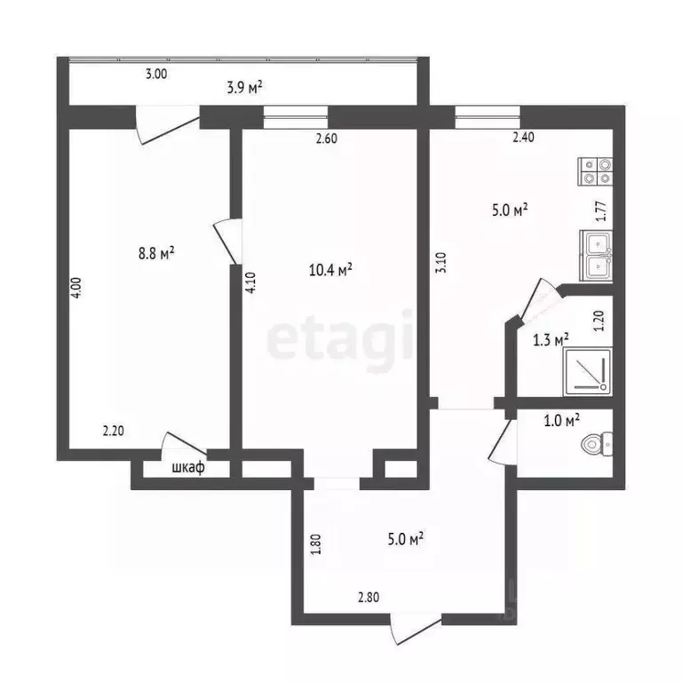 2-к кв. Челябинская область, Челябинск ул. Крылова, 20 (39.4 м) - Фото 2
