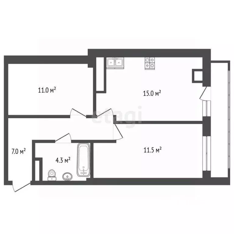 2-к кв. Крым, Евпатория просп. Ленина (47.8 м) - Фото 2