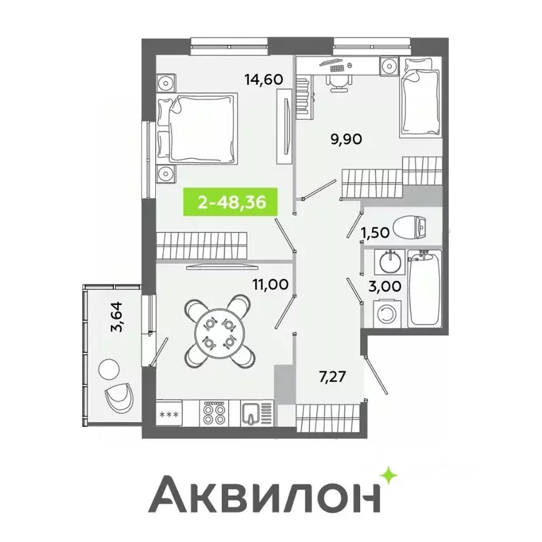 2-к кв. Ленинградская область, Всеволожский район, Заневское городское ... - Фото 0