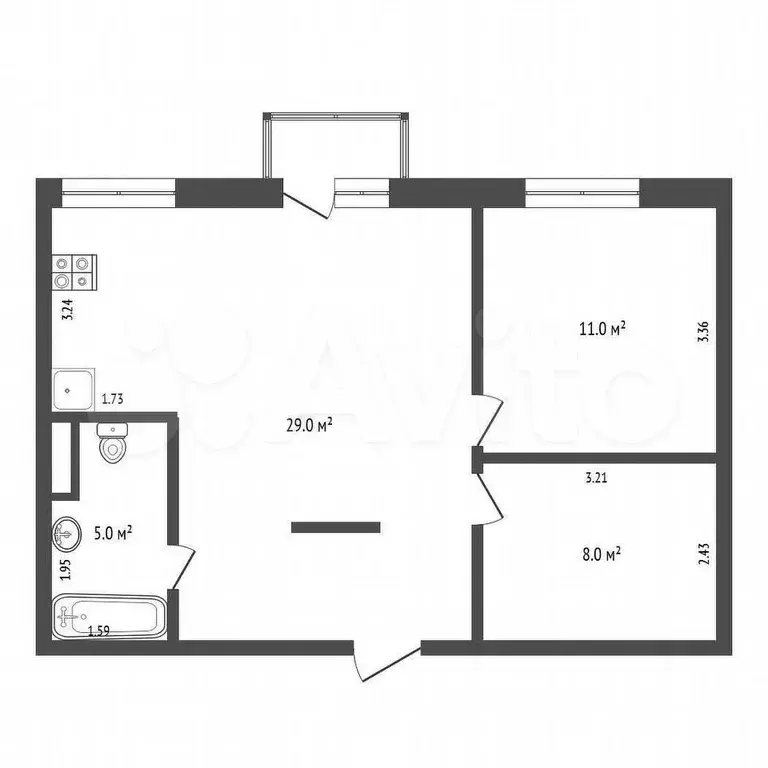 2-к. квартира, 53 м, 3/7 эт. - Фото 0